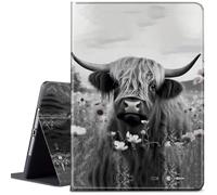 Case for iPad Pro 13 Inch 2024 7th Generationg (M4),Adjustable Folio Anti-Slide Stand Smart PU Leather Cover with Auto Wake/Sleep,Highland Cow Ox Cattle