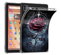 Case for iPad Pro 13 Inch 2024 7th Generationg (M4)- Clear Slim Lightweight Soft Flexible TPU Bumper Cushioning Protection Shell Cover, Burgundy Rose Silver Circle