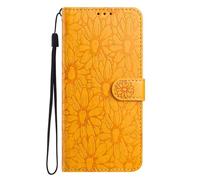 Case for iPhone 11 Pro Max, Flip Leather Embossed Daisy Shockproof Protection Cover Slim Fit Phone Case with Kickstand [Card Slot] [Magnetic Closure] for iPhone 11 Pro Max,yellow
