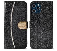 Case For iPhone 12 Pro Max Glitter Bling Love Sparkling stone Pu Leather Flip Wallet Cover with Card Holder Kickstand for iPhone 12 Pro Max