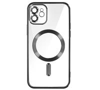 case for iPhone 12, silicone camera protection, chrome black contour.