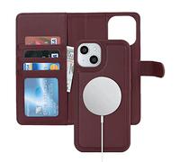 Ｈａｖａｙａ case for iPhone 14 and iPhone 13 Case Wallet Magsafe Compatible 2 in 1 Detachable with Card Holder Pu Leather Flip Folio Credit Card Slots Stand Magnetic Shockproof Phone Cover (6.1")-Wine Red