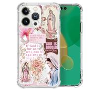 Case for iPhone 14 Pro Max,Cross & Virgin Mary Graphic Aesthetic Clear Cases Pattern Cute Cover for Girls Women Men Slim Thin Soft Shockproof PhoneCase