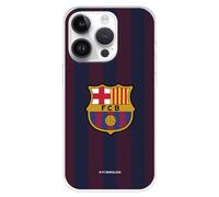 Case for iPhone 15 Pro FC Barcelona Blaugrana Stripes Transparent to Protect Your Mobile Phone Flexible Silicone Case with Official FC Barcelona License