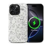 Case for iPhone 15 Pro Max [Compatible with MagSafe], Matte Soft Silicone + Hard PC Anti-Scratch Shockproof Protective 2-in-1 Case for Women Men - Doodle Dog