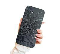Case for iPhone 16 Plus Daisy Leaf Flowers Wild Floral Print Boho Design for Women Girls Cute Kawaii Pattern Girly Trendy Elegant Aesthetic Goth Soft TPU Protective Shockproof Mate Black TPU Cover