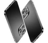 Case for iPhone 16 Pro/16 Pro Max, Ultra-Thin Magnetic Adsorption Stainless Steel Metal Frame Real Button Control Camera Cutout Full Protection Matte PC Back Case (Black, 16 Pro)