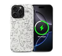 Case for iPhone 16 Pro Max [Compatible with MagSafe], Matte Soft Silicone + Hard PC Anti-Scratch Shockproof Protective 2-in-1 Case for Women Men - Doodle Dog