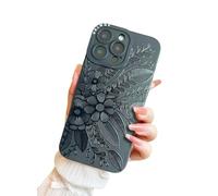 Case for iPhone 16 Pro Max Daisy Leaf Flowers Wild Floral Print Boho Design for Women Girls Cute Kawaii Pattern Girly Trendy Elegant Aesthetic Goth Soft TPU Protective Shockproof Mate Black TPU Cover