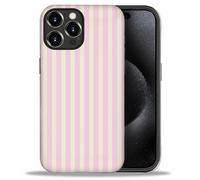 Case for iPhone 16 Pro Max,Durable Drop Protection Shockproof Silicone + Hard PC 2 in 1 Hybrid Protective Cover with Stylish Pattern Design Cute Striped Aesthetic Yellow Pink