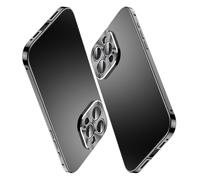 Case for iPhone 16 Pro Max, Ultra-Thin Magnetic Adsorption Metal Frame with Real Button Control, Matte PC Back, Stainless Steel Edges, Camera Cutout Full Protection Cover(Black,16 Pro Max)