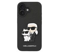 Case for iPhone 16 with Karl and Choupette Design and Saffiano Grain Finish