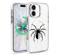 Case for iPhone 17,Black Spider Web A3 Clear Cases,Compatible with MagSafe,Slim Shockproof Magnetic Phone Sleeve Case for Girls Man,Scratch-Resistant Back