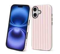 Case for iPhone 17,Durable Drop Protection Shockproof Silicone + Hard PC 2 in 1 Hybrid Protective Cover with Stylish Pattern Design Cute Striped Aesthetic Yellow Pink