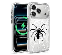 Case for iPhone 17 Pro,Black Spider Web A3 Clear Cases,Compatible with MagSafe,Slim Shockproof Magnetic Phone Sleeve Case for Girls Man,Scratch-Resistant Back
