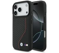 Case For iPhone 17 Pro BMW MagSafe Carbon Look Black Stripes Logo Metal