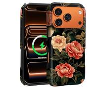 Case for iPhone 17 Pro | Compatible with MagSafe | Hybrid Durable | Anti-Slip Design | Crimson Bloom Floral |