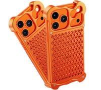 Case for iPhone 17 Pro Max/17 Pro/17 Air/17, CNC Aluminium Skeleton Bumper with Passive Thermal Vents, Heavy Duty Bolt-Fixed Metal Armour, Shockproof Mechanical Cover(Orange,17 Pro)