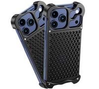 Case for iPhone 17 Pro Max/17 Pro/17 Air/17, CNC Aluminium Skeleton Bumper with Passive Thermal Vents, Heavy Duty Bolt-Fixed Metal Armour, Shockproof Mechanical Cover(Black,17 Pro Max)