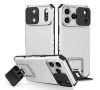 Case For IPhone 17 Pro Max/17 Pro/17 Air/17, Frosted Shockproof Cover Hidden Kickstand And Slide-On Lens Protector Shell(Brown,17)