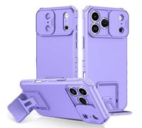 Case For IPhone 17 Pro Max/17 Pro/17 Air/17, Frosted Shockproof Cover Hidden Kickstand And Slide-On Lens Protector Shell(Purple,17 Pro)