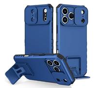 Case For IPhone 17 Pro Max/17 Pro/17 Air/17, Frosted Shockproof Cover Hidden Kickstand And Slide-On Lens Protector Shell(Blue,17 Pro)