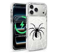 Case for iPhone 17 Pro Max,Black Spider Web A3 Clear Cases,Compatible with MagSafe,Slim Shockproof Magnetic Phone Sleeve Case for Girls Man,Scratch-Resistant Back