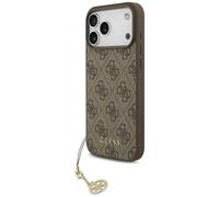 Case For iPhone 17 Pro Max Guess MagSafe Brown Faux Leather With Gold Chain