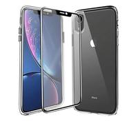 Case for iPhone XR Full Coverage Tempered Glass Screen Protector + Ultra Thin Soft TPU Shockproof Anti Scratch Silicone Protection for iPhone XR Transparent
