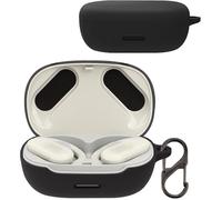 Case for JBL Endurance Peak 3 Earbuds, Soft Silicone Shockproof Protective Cover with Carabiner (Black)
