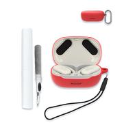 Case for JBL Endurance Peak 3 - True Wireless Headphones, Soft Silicone Protective Portable Scratch Shock Resistant Hard Shell with Cleaner Kit & Carabiner & Lanyard,Red