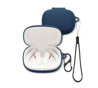 Case for JBL Endurance Peak 4 Earbuds, FJIASTB Soft Silicone Protective Cover with Carabiner and Lanyard, Shockproof (Dark Blue)