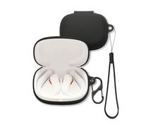 Case for JBL Endurance Peak 4 Earbuds, FJIASTB Soft Silicone Protective Cover with Carabiner and Lanyard, Shockproof (Black)