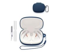 Case for JBL Endurance Peak4 Earbuds 2025 New, WUNIAK Soft Silicone Protective Portable Scratch Shock Resistant Shell with Cleaner Kit & Carabiner & Lanyard for JBL Endurance Peak 4,Blue