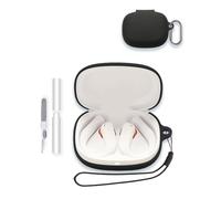 Case for JBL Endurance Peak4 Earbuds 2025 New, WUNIAK Soft Silicone Protective Portable Scratch Shock Resistant Shell with Cleaner Kit & Carabiner & Lanyard for JBL Endurance Peak 4,Black