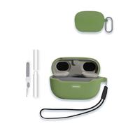 Case for JBL Endurance Race TWS True Wireless Sports Earbuds, WUNIAK Soft Silicone Protective Portable Scratch Shock Resistant Shell with Cleaner Kit & Carabiner & Lanyard ，Matcha Green