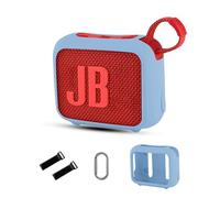 Case for JBL Go 4 Bluetooth Speaker,daunke Soft Silicone Protective Cover,Full Protection,With fixed straps,Blue