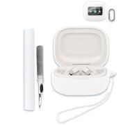 Case for JBL Live Beam 3 Earbuds, Soft Silicone Protective Portable Scratch Shock Resistant Compatible with Hard Shell with Cleaner Kit & Carabiner & Lanyard，White