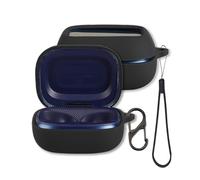 Case for JBL Live Beam 4/ Buds 4/ Flex 4 Earbuds, FJIASTB Soft Silicone Protective Cover with Carabiner and Lanyard, Shockproof (Black)