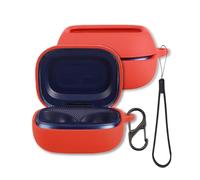 Case for JBL Live Beam 4/ Buds 4/ Flex 4 Earbuds, FJIASTB Soft Silicone Protective Cover with Carabiner and Lanyard, Shockproof (Red)