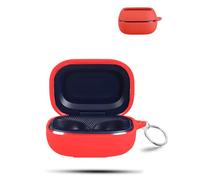 Case for JBL Live Flex 4 Wireless Earbuds,daunke Soft Silicone Protective Cover,Case with Round buckle,1pcs screen protector,Full Protection,Red