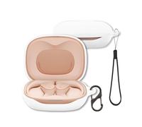 Case for JBL Sense Lite Earbuds, FJIASTB Soft Silicone Protective Cover with Carabiner and Lanyard, Shockproof (White)