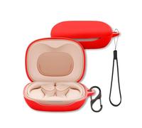 Case for JBL Sense Lite Earbuds, FJIASTB Soft Silicone Protective Cover with Carabiner and Lanyard, Shockproof (Red)