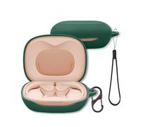 Case for JBL Sense Lite Earbuds, FJIASTB Soft Silicone Protective Cover with Carabiner and Lanyard, Shockproof (Dark Green)