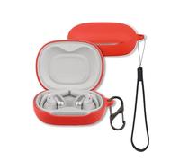 Case for JBL Sense Pro Earbuds, FJIASTB Soft Silicone Protective Cover with Carabiner and Lanyard, Shockproof (Red)