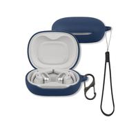 Case for JBL Sense Pro Earbuds, FJIASTB Soft Silicone Protective Cover with Carabiner and Lanyard, Shockproof (Dark Blue)