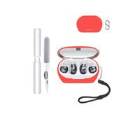 Case for JBL Soundgear Clips Earbuds,toergy Shockproof,Waterproof,Soft and Slim Silicone Cover with Lanyard & Keychain & Cleaner kit,Red