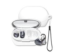 Case for JBL SoundGear Clips Open-Ear Headphones, FJIASTB Soft Silicone Protective Cover with Carabiner and Lanyard, Shockproof (White)