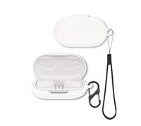 Case for JBL SoundGear Sense Open-Ear Headphones, FJIASTB Soft Silicone Protective Cover with Carabiner and Lanyard, Shockproof (White)