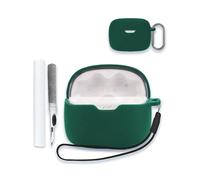 Case for JBL Tune 245NC in Ear Wireless TWS Earbuds, Soft Silicone Protective Portable Scratch Shock Resistant Shell with Cleaner Kit & Carabiner & Lanyard for JBL Tune 245NC,Green